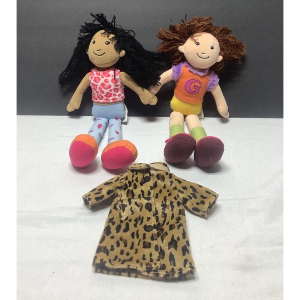 Manhattan Groovy Girls Kendra and Kinzey 13" Plush Dolls and Leopard Print Coat